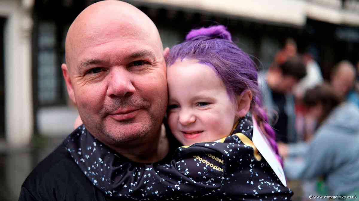 Emotional moment as girl with heart transplant finishes Mini Great North Run