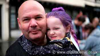 Emotional moment as girl with heart transplant finishes Mini Great North Run