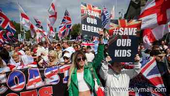 Hundreds of anti-migrant protesters march in Portsmouth as police warn them not to cover their faces after vowing to make more arrests