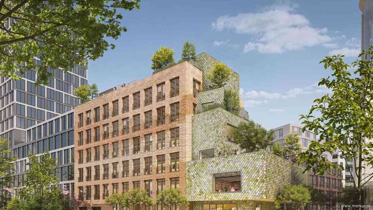 Münchner Neubau Monaco bekommt Fassade aus alten Fensterrahmen und Dachrinnen