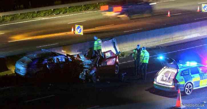 Girl, 15, and woman arrested after wrong-way crash on M1 leaves man in hospital