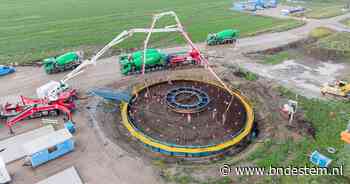 Windpark A59 krijgt twee windreuzen van grootste soort en dat vraagt om een stevige fundering: 80 betonwagens