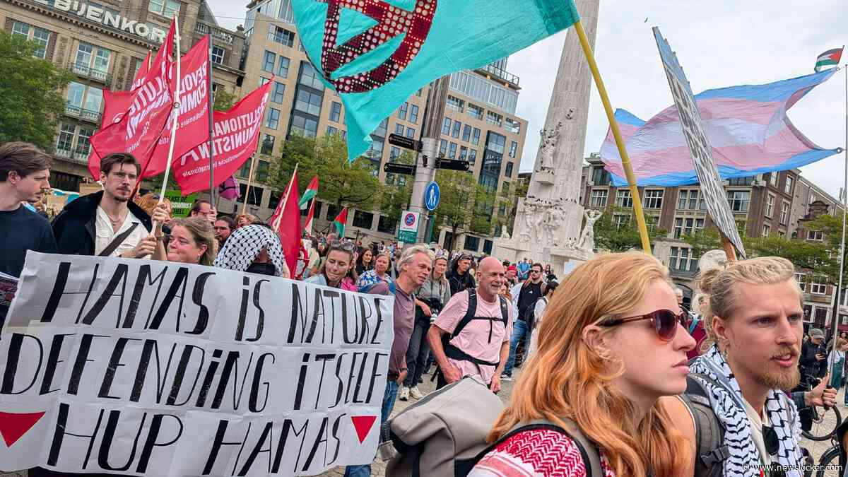 Gemopper om ’Hup Hamas’-spandoek bij Klimaatmars op de Dam: ’Waardeloos, we zijn hier voor iets anders’