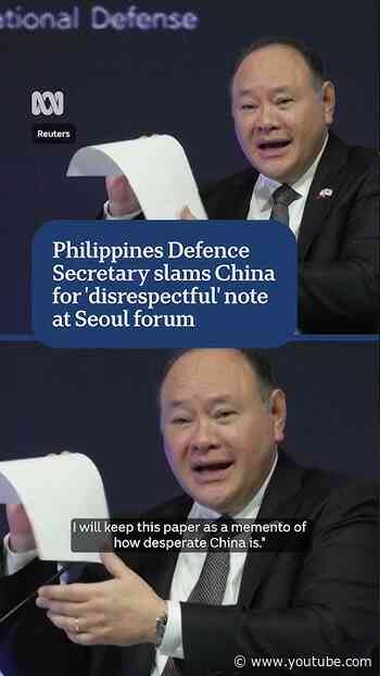 Philippines Defence Secretary slams China for 'disrespectful' note at Seoul forum | ABC NEWS