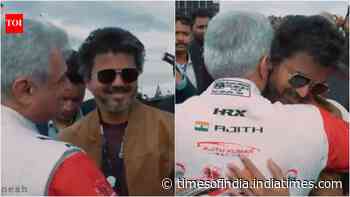 Tamil Nadu CM Vijay runs to hug Ajith Kumar