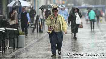 Met Office names areas facing heavy rain on Monday with 14 counties at risk