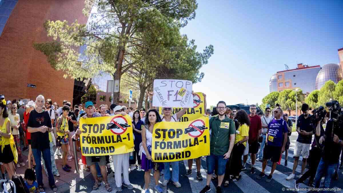 Protest gegen Madrid-Rennen: Aktivisten klettern auf Baukran
