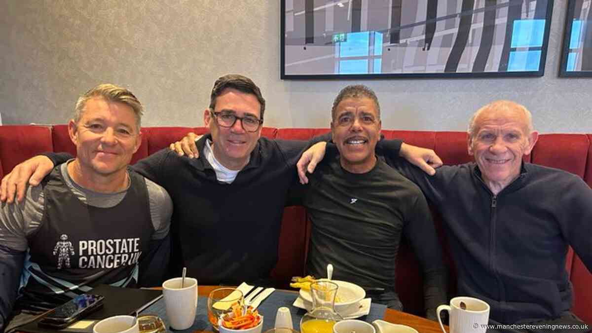 Chris Kamara and Ben Shepherd dine with Andy Burnham ahead of Great North Run