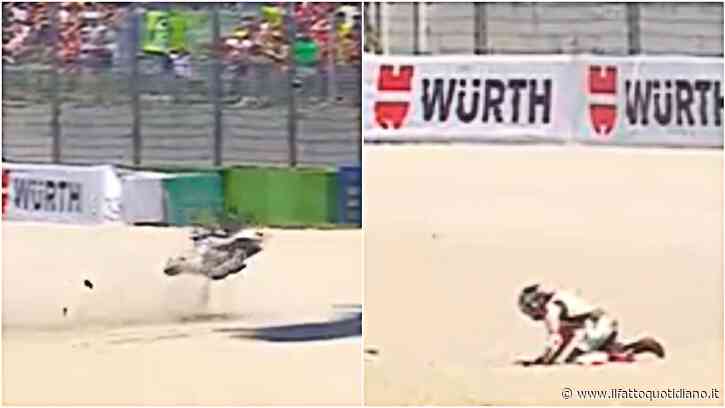 Delusione Bezzecchi: scivola e cade al primo giro nel Gp di San Marino. Come sta e cosa è successo