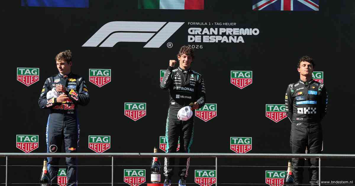 Max Verstappen voor tweede weekend op rij naar het podium, pech Lando Norris helpt Kimi Antonelli aan zege