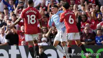 Phil Foden is SENT OFF in Manchester derby: City star is shown a straight red card for kicking out at Bruno Fernandes