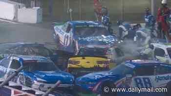 Terrifying moment NASCAR pit crews narrowly avoid serious injury after huge crash: 'They're so lucky'