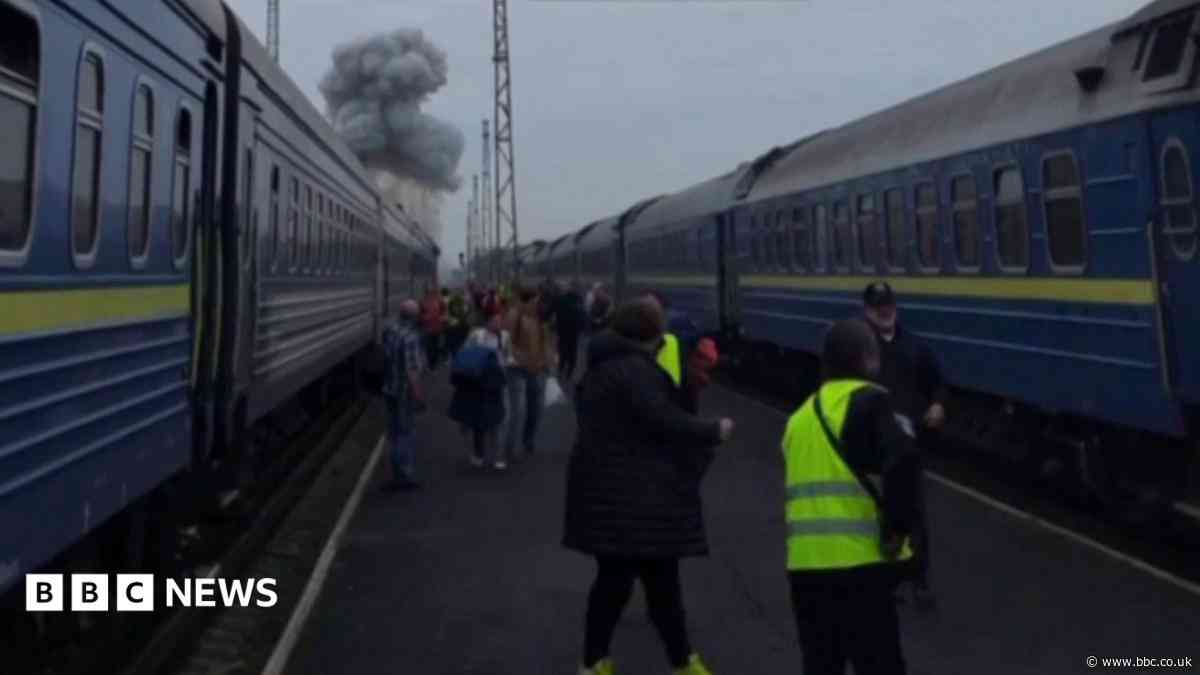 Russia struck train near Poland border shortly after Boris Johnson and top European officials passed through