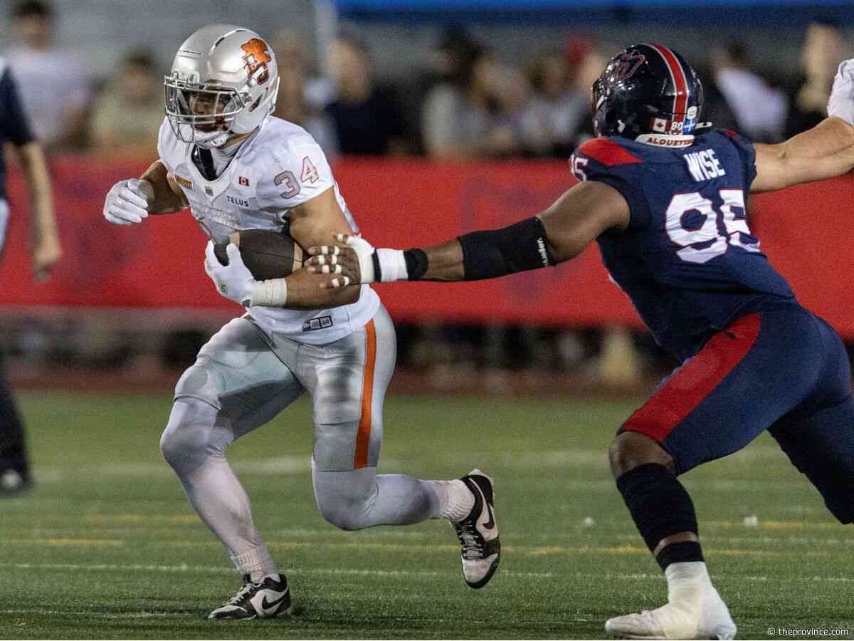 Zander Horvath’s trio of touchdowns has B.C. Lions running back closing in on CFL record