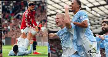 Erling Haaland helpt tien van Manchester City aan zege op United na rode kaart Phil Foden