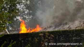 Grote brand in een stal van een boerderij in Lierop