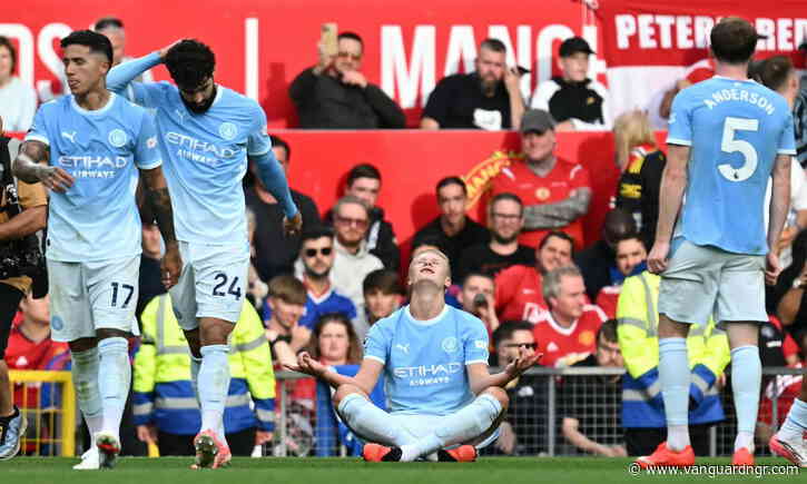 Haaland fires 10-man Man City to famous win at Man Utd