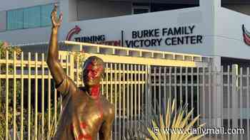 Charlie Kirk statue outside Turning Point HQ in Arizona is DEFACED just days after it was unveiled... as vandals leave vile message for his supporters