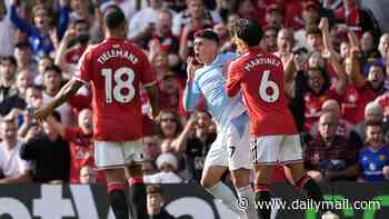 Phil Foden is SENT OFF in Manchester derby: City bail out star after he is shown a straight red card for kicking out at Bruno Fernandes - but Roy Keane claims the United captain should have gone instead