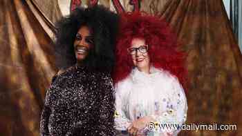 Alison Hammond and Prue Leith join Jo Wood and Jane Moore in huge wigs and dramatic gowns as the latest celebrities to walk in the Vin + Omi London Fashion Week show