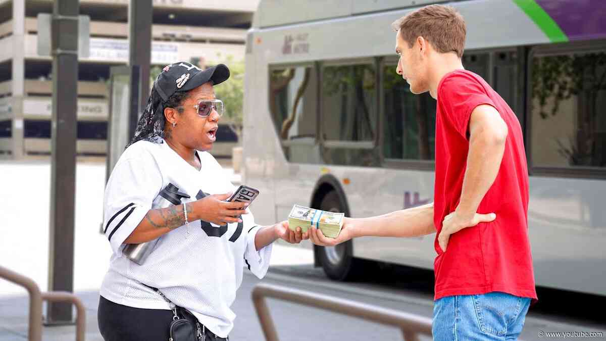 Giving $10,000 To People Taking The Bus