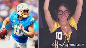 Glamorous Madison Beer's wild celebration goes viral as she watches NFL fiancé Justin Herbert... but day ends in heartbreak as Chargers lose