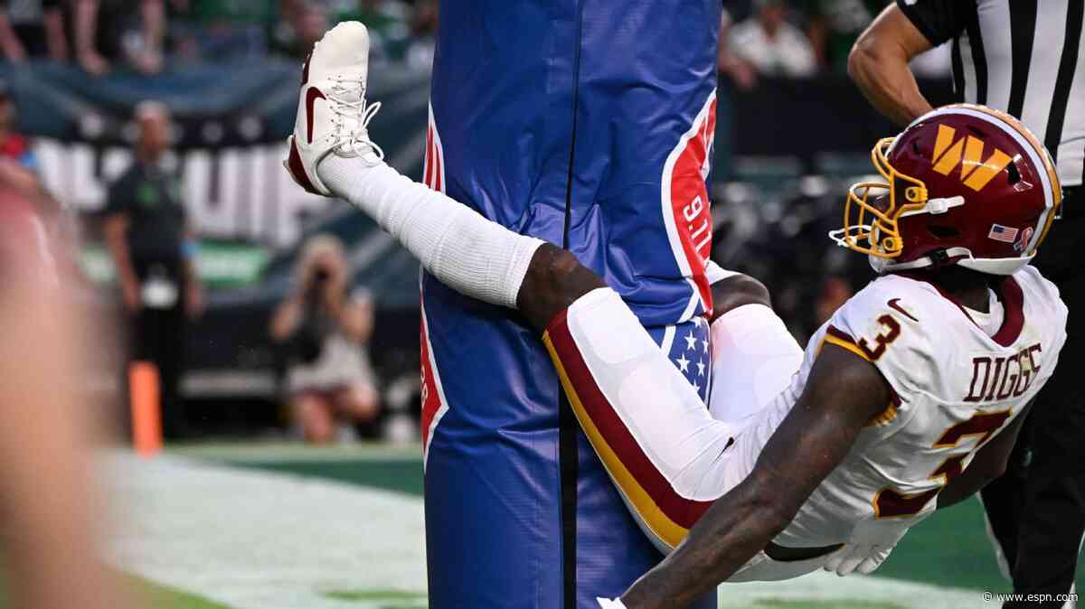 Diggs takes responsibility as goal-post hug squeezes Commanders