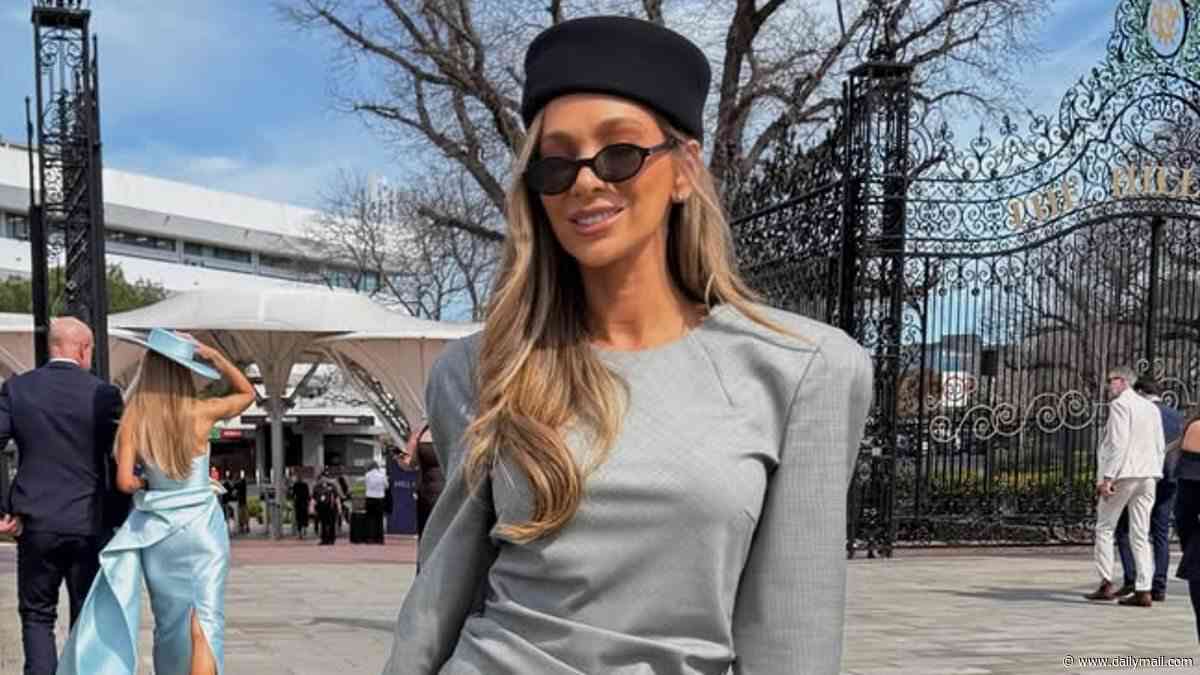Queen bee AFL WAGS in a close-knit clique attend Melbourne races - as Nadia Bartel looks loved-up with her handsome partner and Bec Judd stuns in baby blue