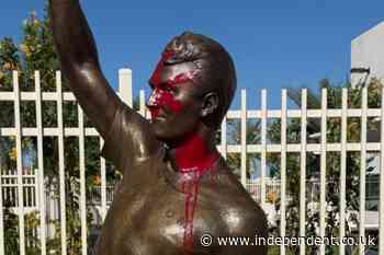 New Charlie Kirk statue vandalized outside Turning Point USA headquarters just a day after unveiling
