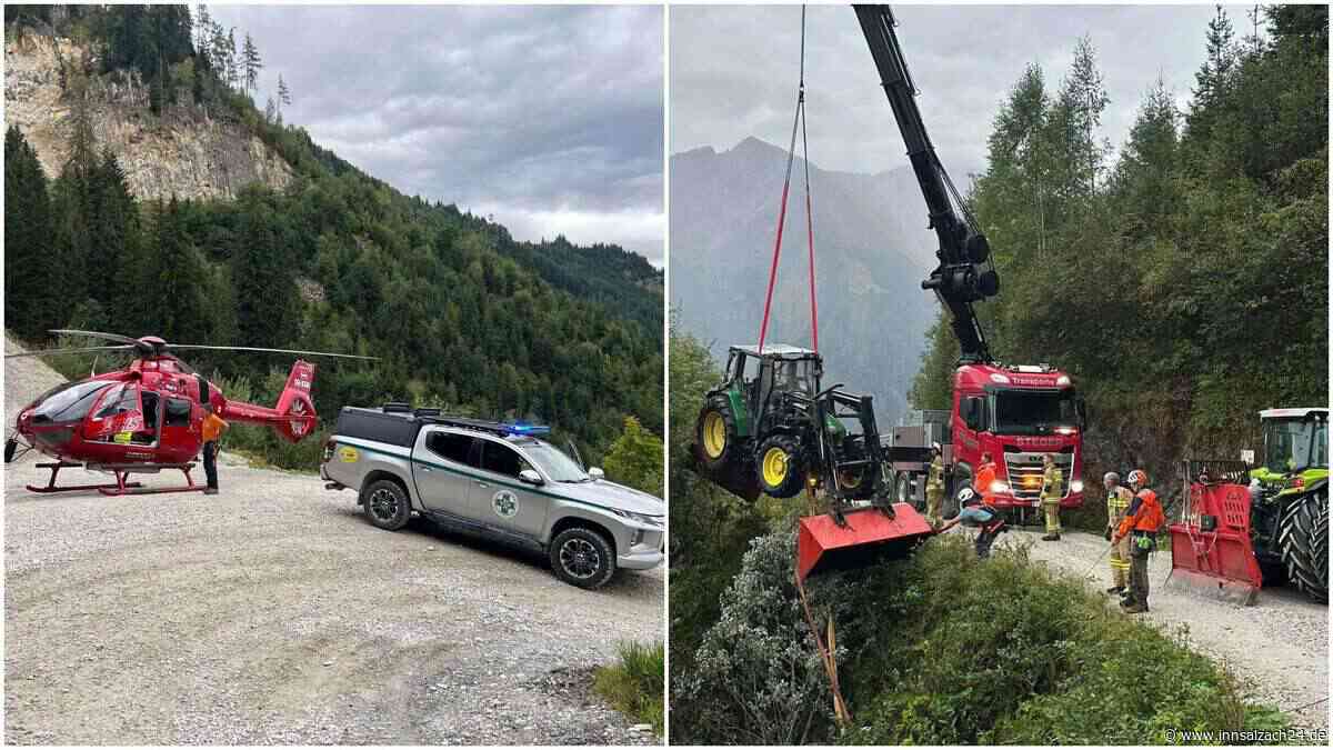 Traktor stürzt von schmalem Alpenweg – Fahrer mit Hubschrauber in Klinik geflogen