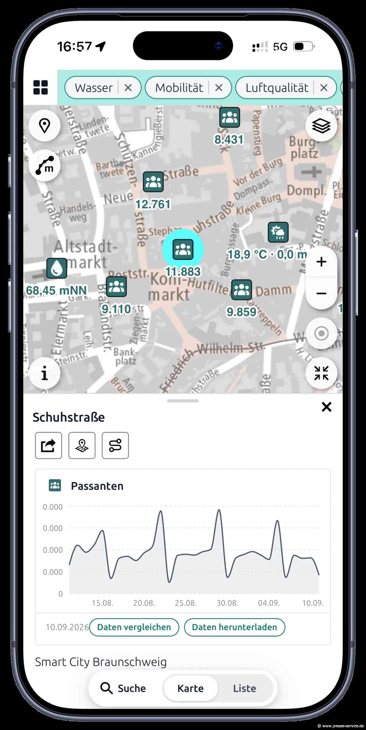 Stadtplan auf braunschweig.de jetzt mit Themenkarten und Live-Daten