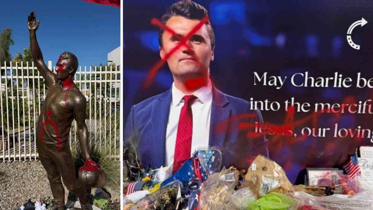 Standbeeld Charlie Kirk enkele dagen na onthulling beklad: ’Vandalisme is niet grappig, het is duivels’