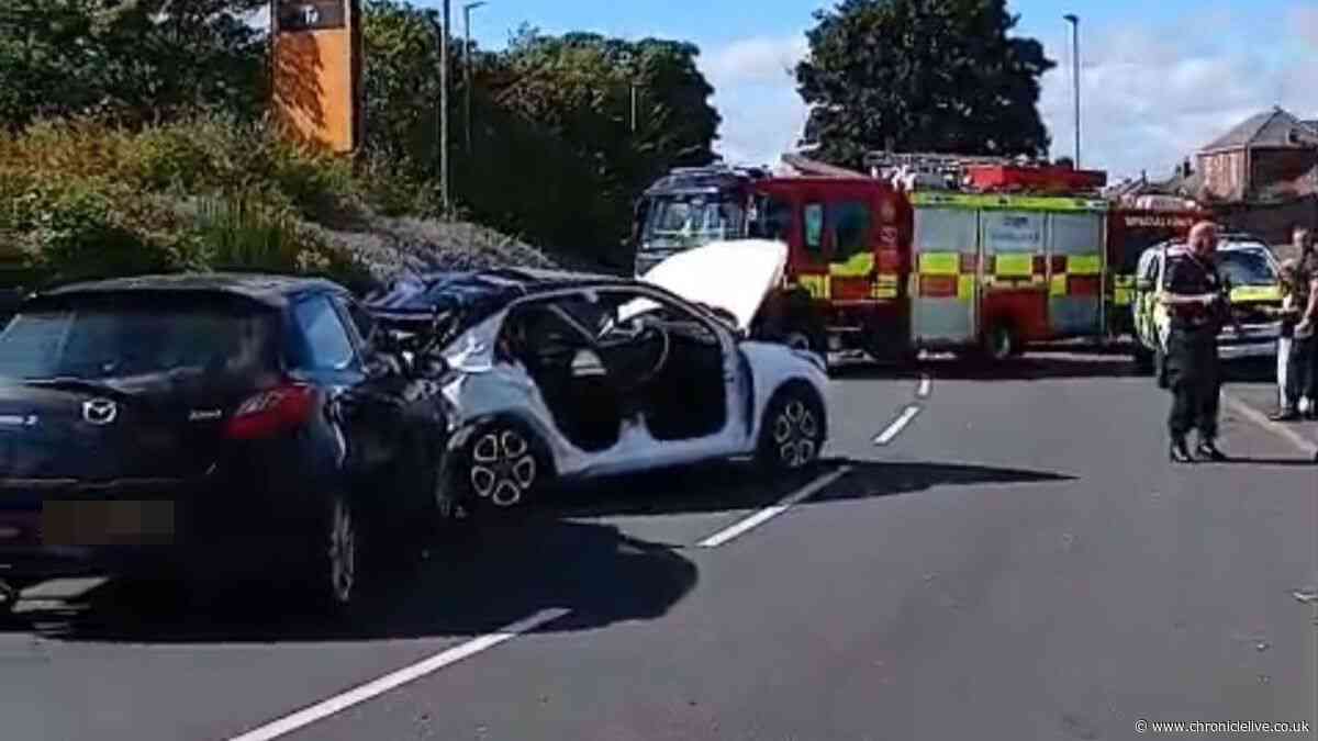 One person in hospital after Cramlington crash with huge emergency response
