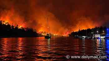 British tourists are forced to flee Croatian holiday island on little boats during raging wildfires