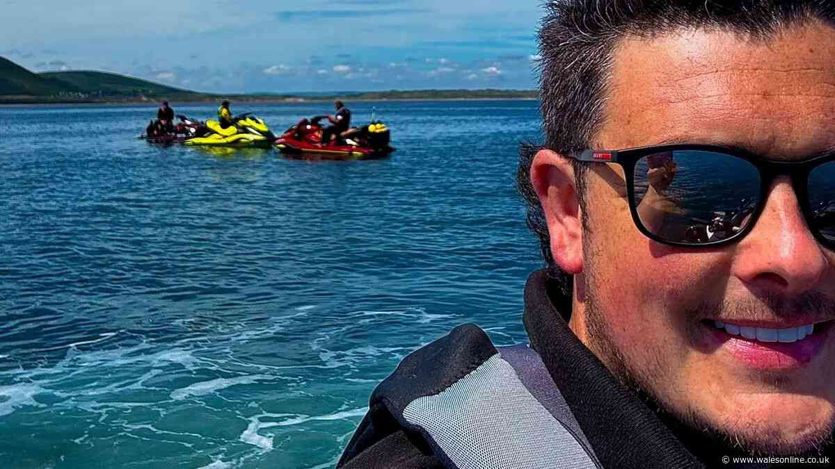 Amazing footage of dolphins approaching jet ski rider off Pembrokeshire coast