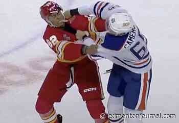 Smart Quinn Hutson and sharp Edmomton Oilers rookies dominate Calgary Flames newcomers