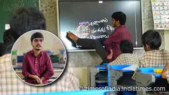 He was born with disability in both hands; today, he is a government teacher who writes with legs
