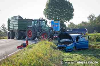 Limbach-Oberfrohna: Pkw kracht bei Überholvorgang gegen Traktor