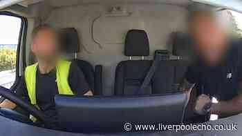 Moment 'screaming' man climbs into delivery van and 'punches the driver' in Widnes