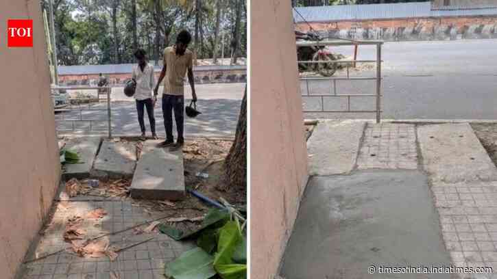 Bengaluru CEO spends ₹2,700 to fix a footpath himself after years of waiting