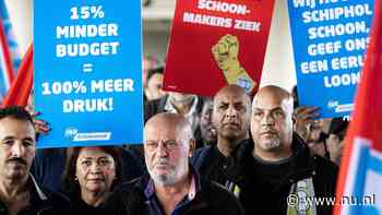 Schoonmakers staken voor tweede dag, Schiphol en stations merken nog weinig
