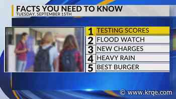 Testing scores, Flood watch, New charges, Heavy rain, Burger competition