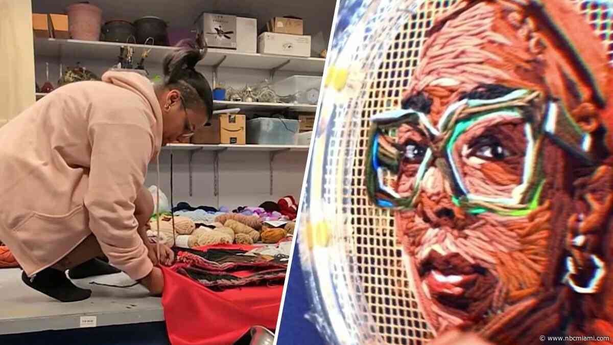 Miami-raised artist turns yarn into striking large-scale portraits