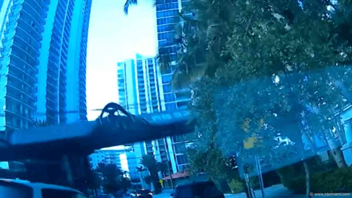 Dramatic dashcam video shows fall of drill rig and driver's escape in Brickell