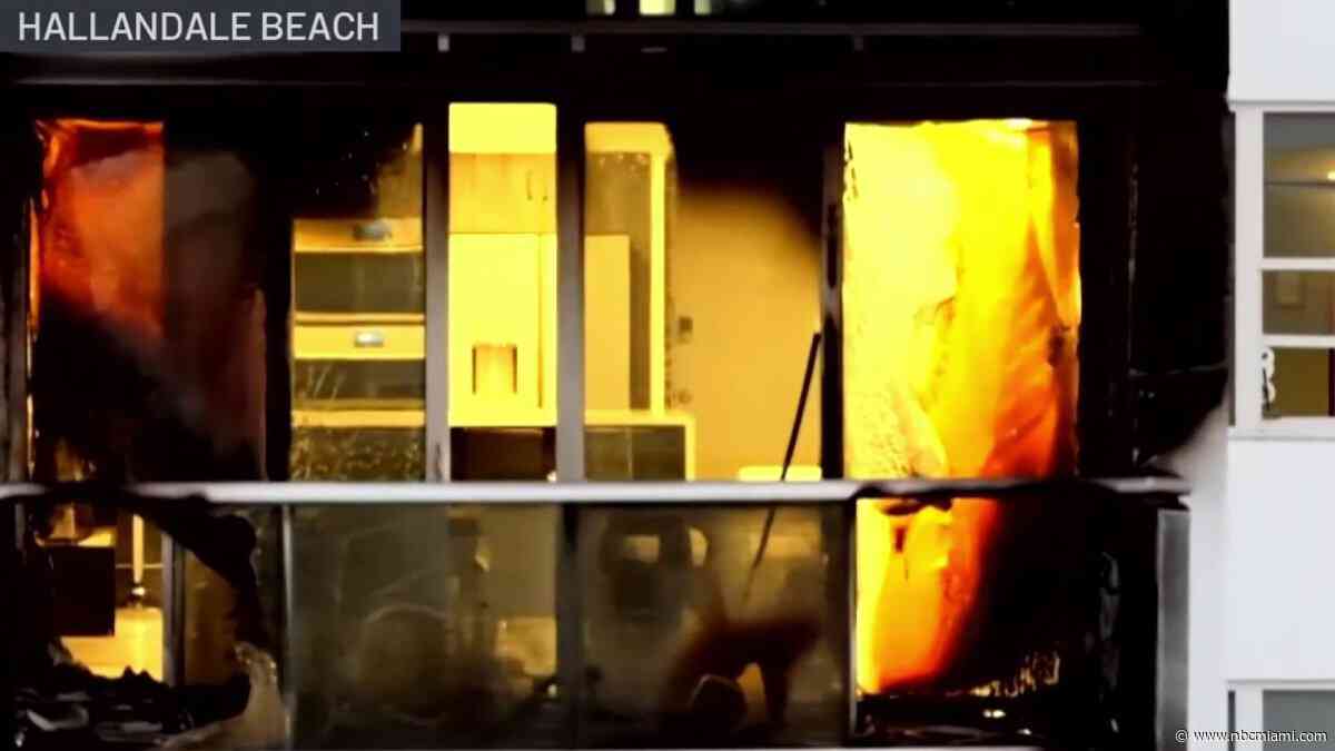 Woman and dog escape as fire rips through balcony at Hallandale Beach high-rise