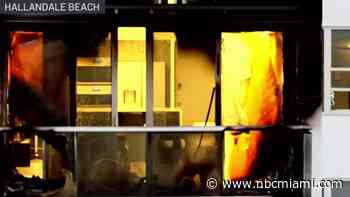Woman and dog escape as fire rips through balcony at Hallandale Beach high-rise