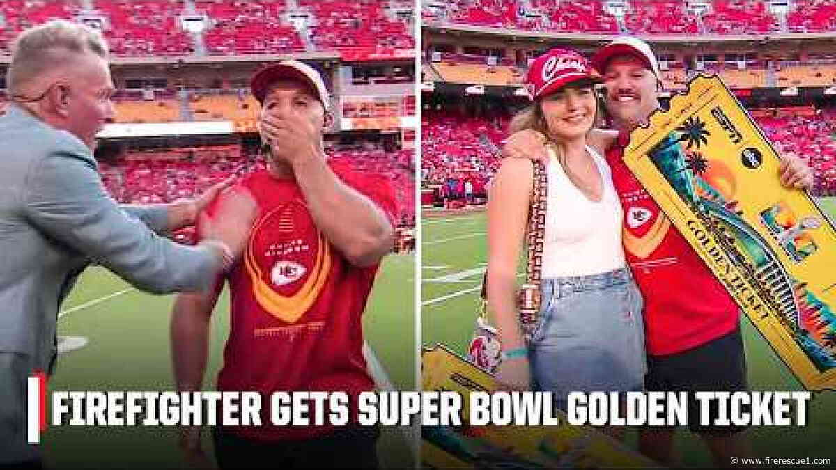 Mo. firefighter surprised with Super Bowl tickets during ESPN broadcast