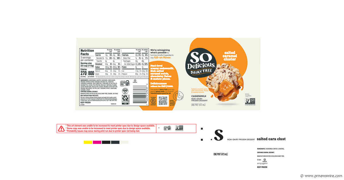 So Delicious Dairy Free® Issues Voluntary Recall of Salted Caramel Cluster Non-Dairy Frozen Dessert Pints Due to Potential Presence of Foreign Material