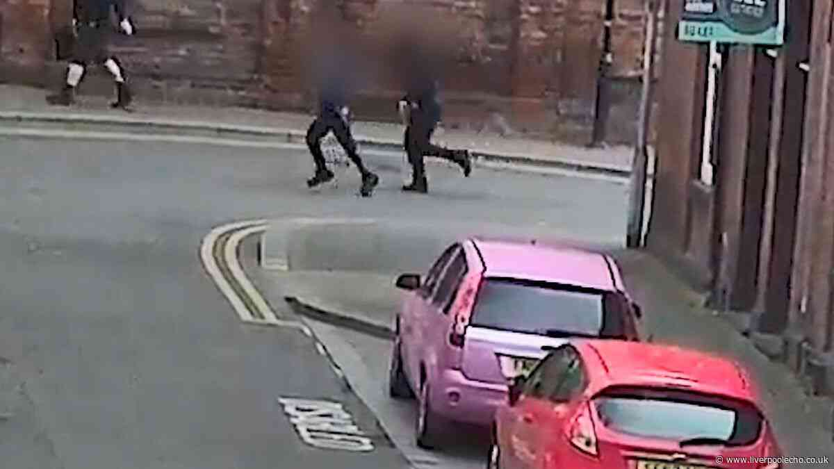 CCTV footage shows moment schoolboys set abandoned Warrington building on fire
