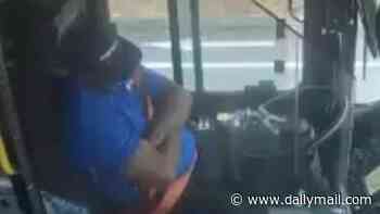 Bus driver caught on camera appearing to doze off at the wheel before crashing into trees in Atlanta